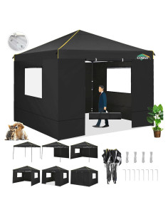 Carpa Plegable 3x3m COBIZI Impermeable con Paredes y Ventanas