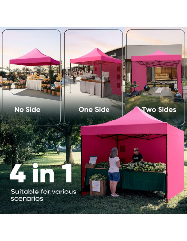 Carpa Plegable Quictent 10x10 Rosa Alta Resistencia 600D