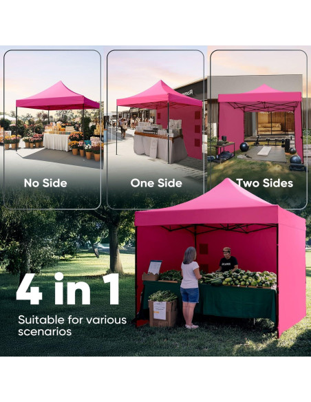 Carpa Plegable Quictent 10x10 Rosa Alta Resistencia 600D