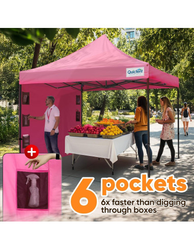 Carpa Plegable Quictent 10x10 Rosa Alta Resistencia 600D