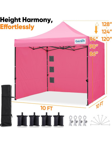 Carpa Plegable Quictent 10x10 Rosa Alta Resistencia 600D