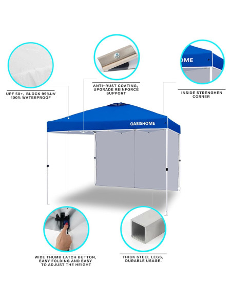Carpa Plegable OASISHOME 3.05x3.05m Azul para Eventos