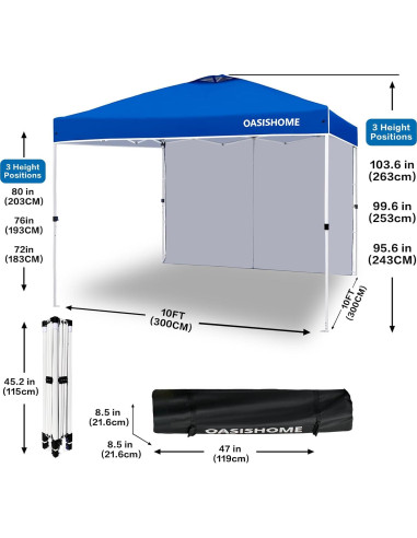 Carpa Plegable OASISHOME 3.05x3.05m Azul para Eventos