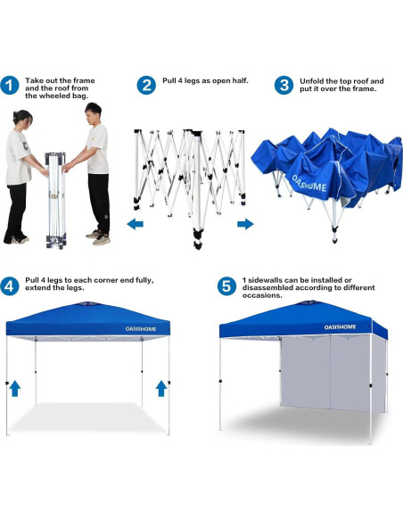 Carpa Plegable OASISHOME 3.05x3.05m Azul para Eventos