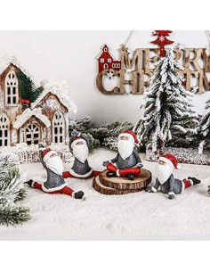 Juego de 4 Estatuas de Gnomos de Yoga Navideños KiaoTime 2