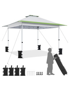 Carpa Plegable Yaheetech 15.7 m Gris Claro/Verde Ajustable