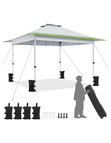 Carpa Plegable Yaheetech 15.7 m Gris Claro/Verde Ajustable