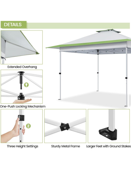 Carpa Plegable Yaheetech 15.7 m Gris Claro/Verde Ajustable