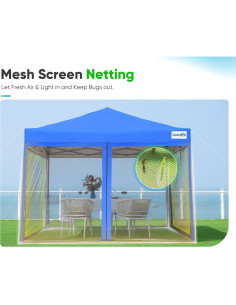 Carpa Quictent 3x3m Impermeable con Pantalla de Red Azul 2