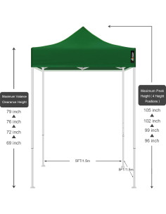 Carpa American Phoenix 5x5m Verde Resistente al Agua 2