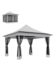 Carpa Plegable Outsunny 3.66x3.66m UPF50+ Ajustable Gris Claro