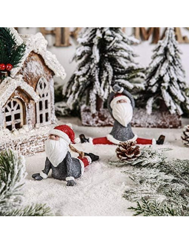 Juego de 4 Estatuas de Gnomos de Yoga Navideños KiaoTime