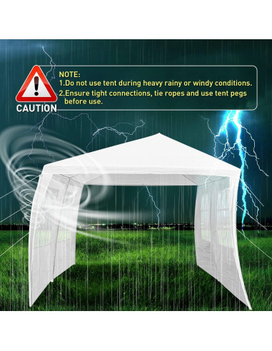 Carpa de Fiesta 10x6 m ANTSKU Blanca Impermeable para Eventos