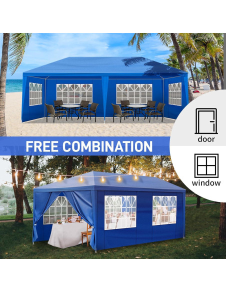 Carpa de Fiesta 10x6 m ANTSKU Azul con 6 Paredes Removibles