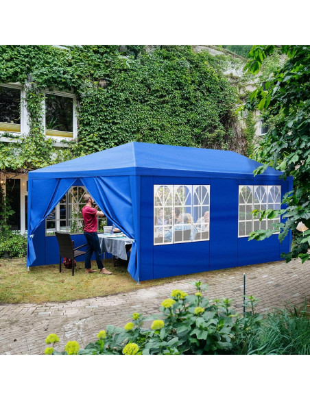 Carpa de Fiesta 10x6 m ANTSKU Azul con 6 Paredes Removibles