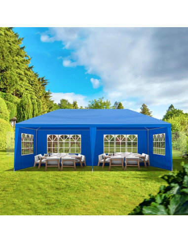 Carpa de Fiesta 10x6 m ANTSKU Azul con 6 Paredes Removibles