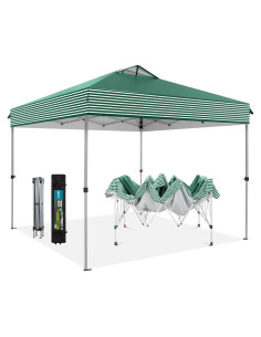 Carpa Plegable MFSTUDIO 10x10 m Impermeable Rayas Verdes