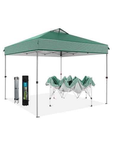 Carpa Plegable MFSTUDIO 10x10 m Impermeable Rayas Verdes