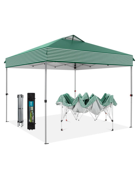 Carpa Plegable MFSTUDIO 10x10 m Impermeable Rayas Verdes