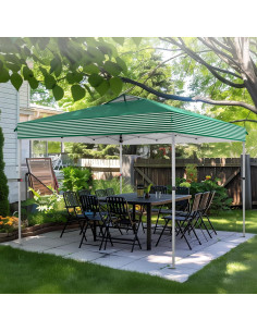 Carpa Plegable MFSTUDIO 10x10 m Impermeable Rayas Verdes 2