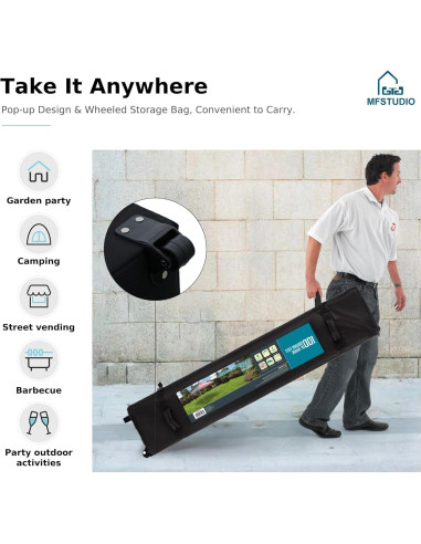 Carpa Plegable MFSTUDIO 10x10 m Impermeable Rayas Verdes