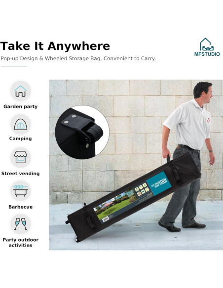 Carpa Plegable MFSTUDIO 10x10 m Impermeable Rayas Verdes