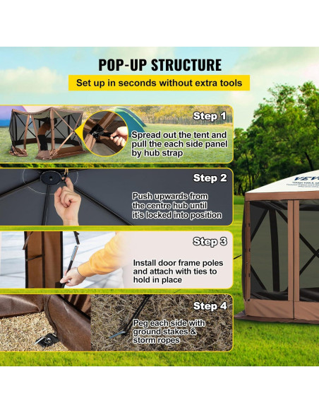 Carpa Plegable VEVOR 3x3m con Mosquitera y Paneles de Viento