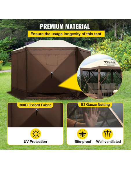 Carpa Plegable VEVOR 3x3m con Mosquitera y Paneles de Viento