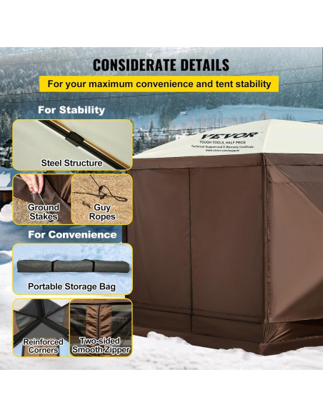 Carpa Plegable VEVOR 3x3m con Mosquitera y Paneles de Viento