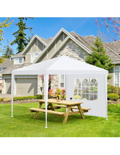 Carpa de Fiesta HOTEEL 3x3m Blanca Impermeable con Paredes Removibles 2