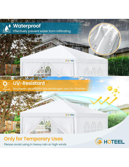 Carpa de Fiesta HOTEEL 3x3m Blanca Impermeable con Paredes Removibles