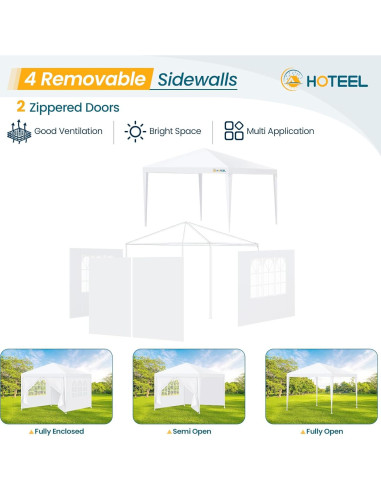 Carpa de Fiesta HOTEEL 3x3m Blanca Impermeable con Paredes Removibles