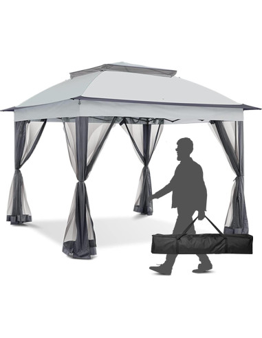 Carpa Gazebo Plegable INTER HUT 3.35x3.35m con Paredes de Malla