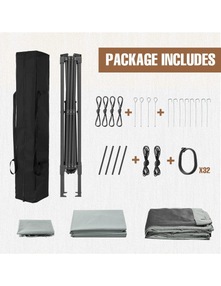 Carpa Gazebo Plegable INTER HUT 3.35x3.35m con Paredes de Malla