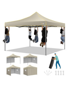 Tienda Plegable HOTEEL 3x3m Impermeable con Paredes Caqui