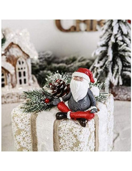 Juego de 4 Estatuas de Gnomos de Yoga Navideños KiaoTime