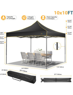 Carpa de Patio Hoteel 3x3 m Impermeable con Paredes Laterales 2