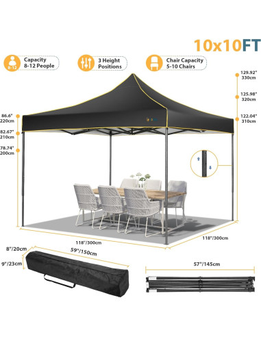 Carpa de Patio Hoteel 3x3 m Impermeable con Paredes Laterales
