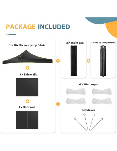 Carpa de Patio Hoteel 3x3 m Impermeable con Paredes Laterales