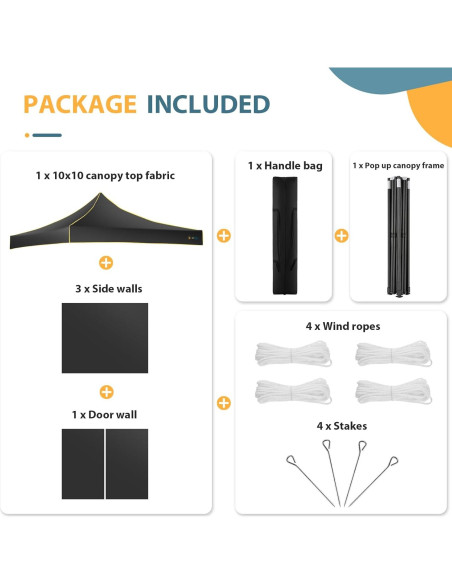 Carpa de Patio Hoteel 3x3 m Impermeable con Paredes Laterales