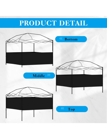 4 Paredes Laterales de Carpa Vincreem 2.96x0.95m Impermeables