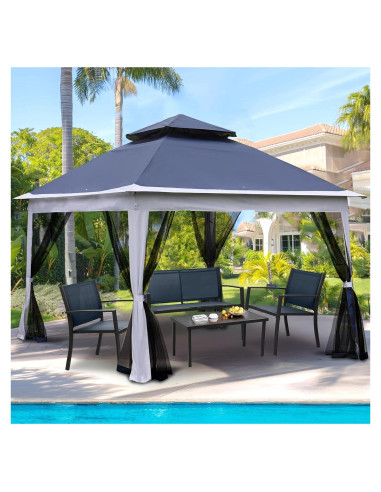 Gazebo Pop Up GOWE 3.35x3.35m con Red Desmontable Azul