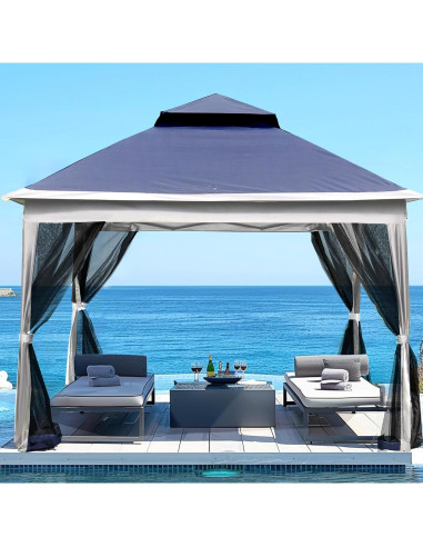 Gazebo Pop Up GOWE 3.35x3.35m con Red Desmontable Azul