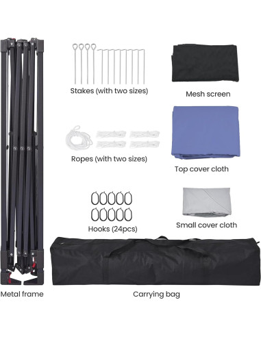 Gazebo Pop Up GOWE 3.35x3.35m con Red Desmontable Azul