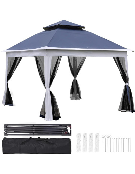 Gazebo Pop Up GOWE 3.35x3.35m con Red Desmontable Azul