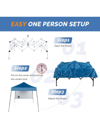 Carpa Plegable VINGLI 1.83x1.83m Azul con Panel Lateral