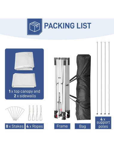 Carpa Plegable Bonnlo 3.05m x 3.05m Impermeable con 2 Paredes