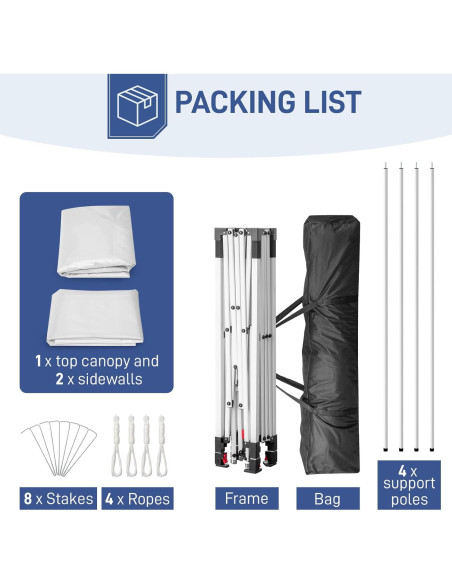 Carpa Plegable Bonnlo 3.05m x 3.05m Impermeable con 2 Paredes