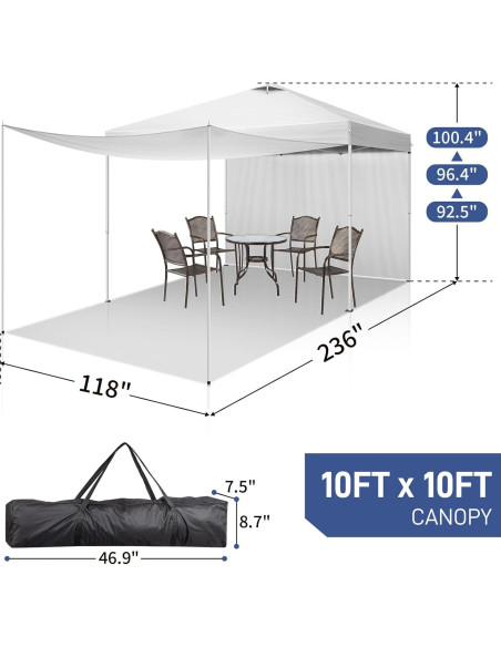 Carpa Plegable Bonnlo 3.05m x 3.05m Impermeable con 2 Paredes