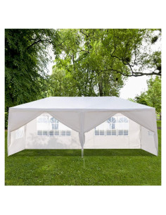 Toldo de Patio Exterior Blanco 3x6 m Carpa Impermeable 6 Paredes